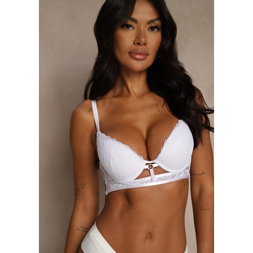 Biały Koronkowy Biustonosz w Klasycznym Stylu z Aplikacją Galinassa ze sklepu renee.pl w kategorii Biustonosze - zdjęcie 188025274