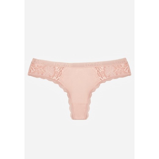 Jasnoróżowe Majtki Stringi Ozdobione Koronką z Bawełną Meniliphis ze sklepu renee.pl w kategorii Majtki damskie - zdjęcie 188025412