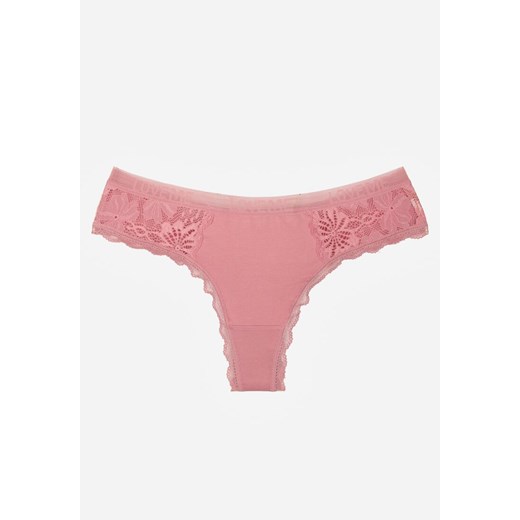 Ciemnoróżowe Majtki Stringi Ozdobione Koronką z Bawełną Meniliphis ze sklepu renee.pl w kategorii Majtki damskie - zdjęcie 188025421
