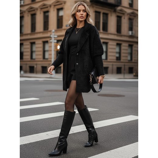 Płaszcz damski alpaka RITA II czarny Dstreet NY0669 ze sklepu DSTREET.PL w kategorii Płaszcze damskie - zdjęcie 188027104