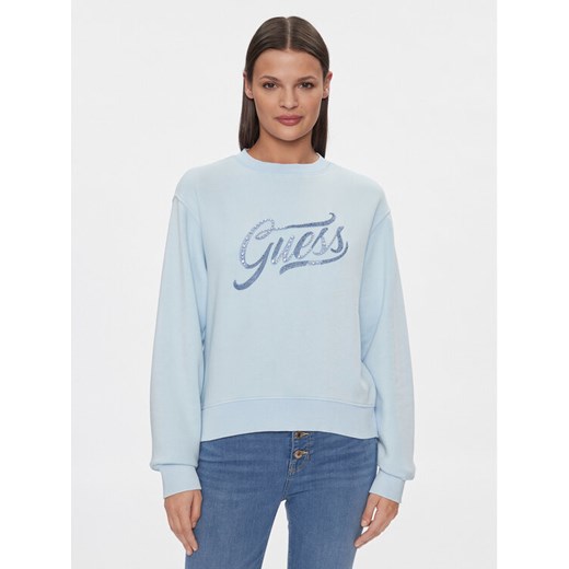 Guess Bluza W4RQ14 KB681 Błękitny Regular Fit ze sklepu MODIVO w kategorii Bluzy damskie - zdjęcie 188027814