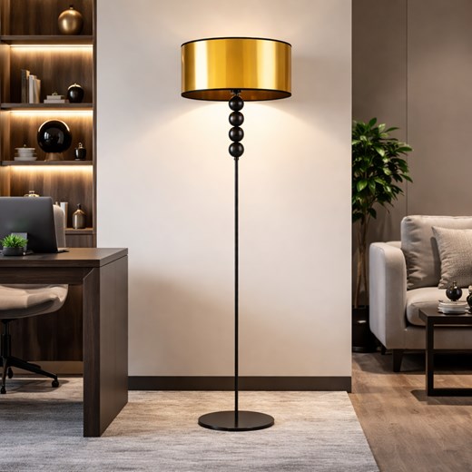 Czarno - złota lampa stojąca do salonu BERMUDY MIRROR ze sklepu Lysne w kategorii Lampy podłogowe - zdjęcie 188032700