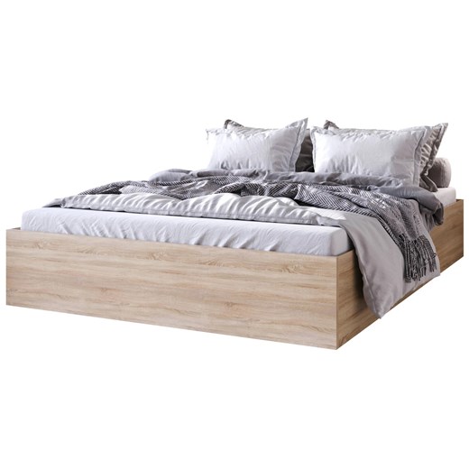 Minimalistyczne łóżko z materacem dąb sonoma 120x200 M6-W77 ze sklepu Edinos.pl w kategorii Łóżka i materace - zdjęcie 188034360
