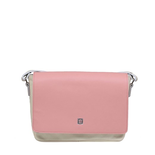 biało różowa torebka damska skórzana  listonoszka na ramię Kylie ze sklepu Słoń Torbalski w kategorii Listonoszki - zdjęcie 188035571