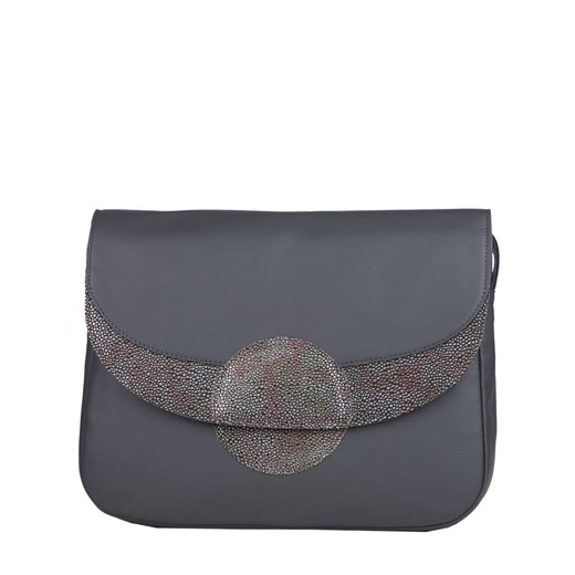 popielata torebka damska skórzana na ramię Rainbow ze sklepu Słoń Torbalski w kategorii Listonoszki - zdjęcie 188035623
