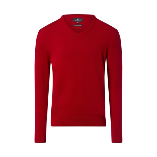 Nils Sundström Męski sweter z dzianiny Mężczyźni Bawełna czerwony jednolity ze sklepu vangraaf w kategorii Swetry męskie - zdjęcie 188035772