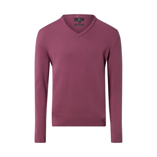 Nils Sundström Męski sweter z dzianiny Mężczyźni Bawełna lila jednolity ze sklepu vangraaf w kategorii Swetry męskie - zdjęcie 188035774