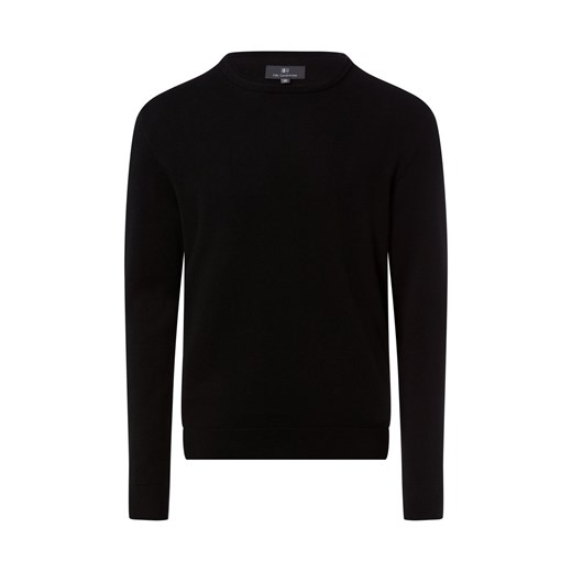 Nils Sundström Męski sweter z dzianiny Mężczyźni Bawełna czarny jednolity ze sklepu vangraaf w kategorii Swetry męskie - zdjęcie 188035780