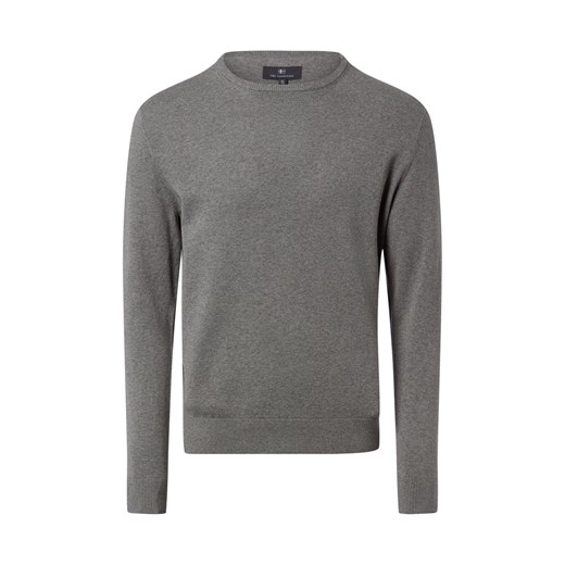 Nils Sundström Męski sweter z dzianiny Mężczyźni Bawełna szary jednolity ze sklepu vangraaf w kategorii Swetry męskie - zdjęcie 188035782