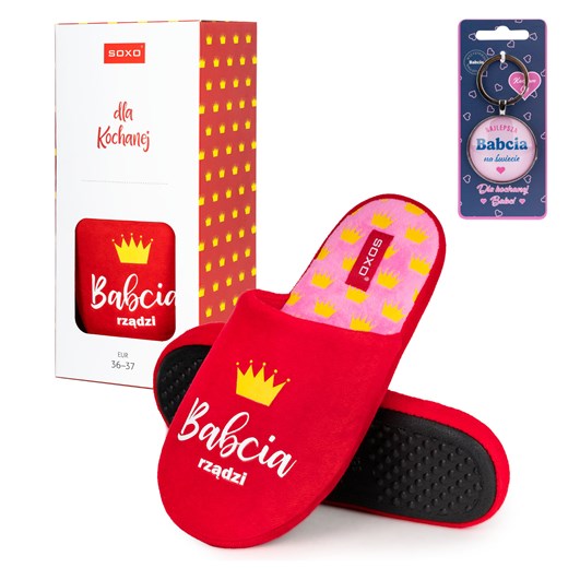 Zestaw Kapcie Babcia Rządzi + Brelok ze sklepu Sklep SOXO w kategorii Kapcie damskie - zdjęcie 188037652