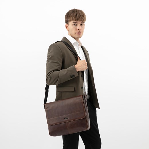 Wojas Duża Torba Męska Na Ramię Z Woskowanej Skóry Typu Pull Up ze sklepu Wojas w kategorii Torby męskie - zdjęcie 188042074