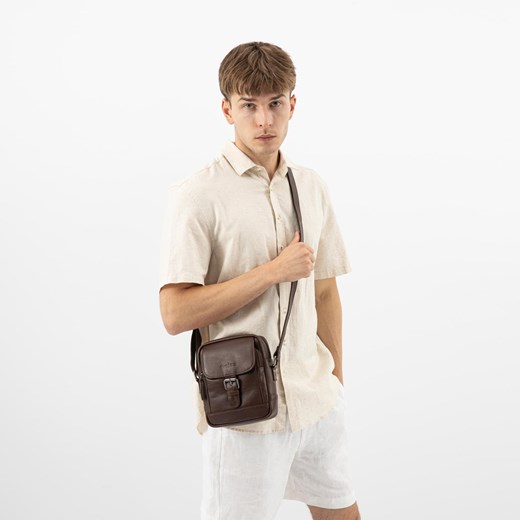 Wojas Mała Brązowa Torba Męska Ze Skóry Naturalnej ze sklepu Wojas w kategorii Torby męskie - zdjęcie 188042111