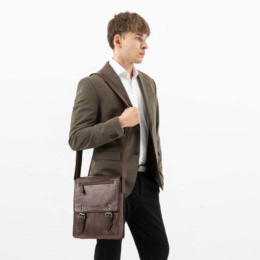 Wojas Brązowa Skórzana Torba Na Ramię ze sklepu Wojas w kategorii Torby męskie - zdjęcie 188042120