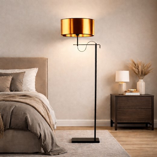 Loftowa lampa stojąca do sypialni na czarnym stelażu KAMERUN MIRROR ze sklepu Lysne w kategorii Lampy podłogowe - zdjęcie 188042972