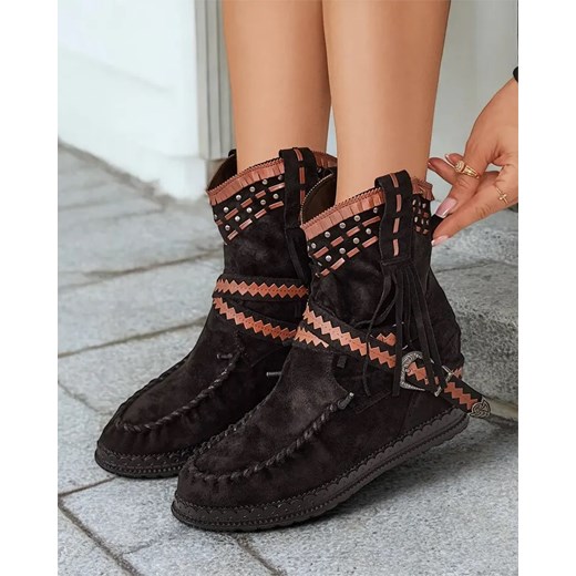 Royalfashion Botki damskie z frędzelkami Mollaf ze sklepu royalfashion.pl w kategorii Botki - zdjęcie 188052690