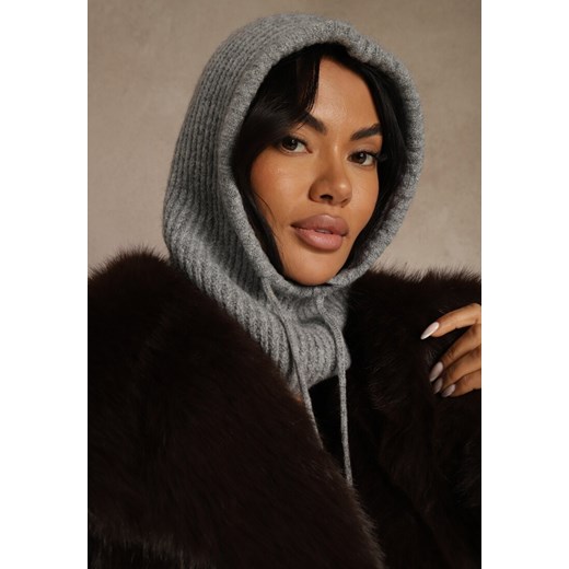 Szara Czapka Balaclava z Wełną i Ściągaczami Linobra ze sklepu renee.pl w kategorii Czapki zimowe damskie - zdjęcie 188052752