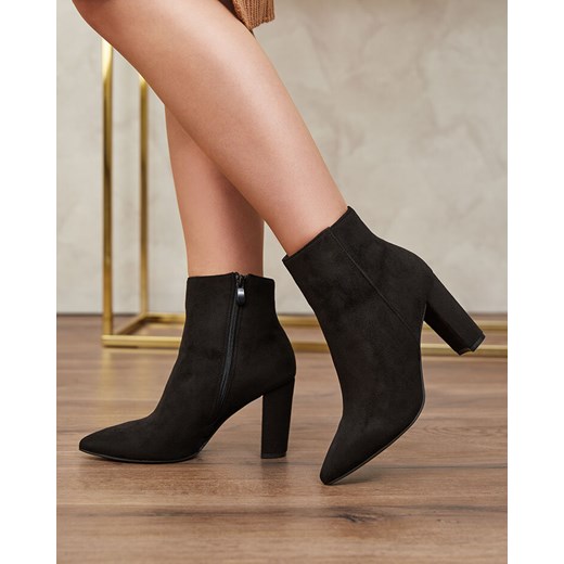 Royalfashion Czarne damskie botki Lekira ze sklepu royalfashion.pl w kategorii Botki - zdjęcie 188057613