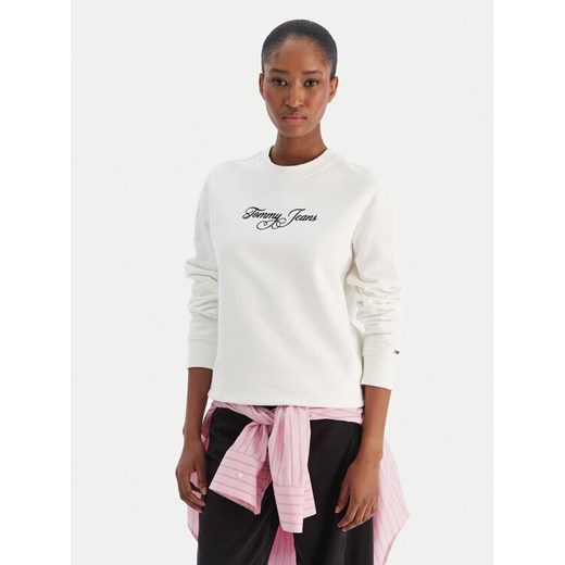 Tommy Jeans Bluza Essential DW0DW21922 Écru Regular Fit ze sklepu MODIVO w kategorii Bluzy damskie - zdjęcie 188058191
