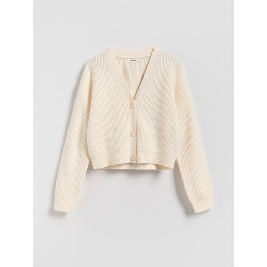 Reserved - Kardigan z dodatkiem wiskozy - złamana biel ze sklepu Reserved w kategorii Swetry dziewczęce - zdjęcie 188060714