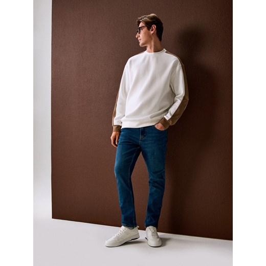 Sinsay - Bluza crewneck z lampasami - kremowy Sinsay 2XL Sinsay