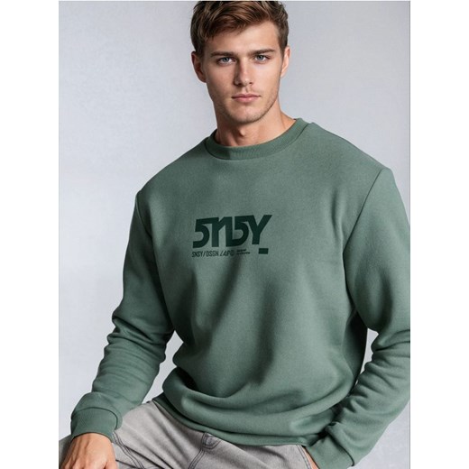 Sinsay - Bluza crewneck z napisem - zielony ze sklepu Sinsay w kategorii Bluzy męskie - zdjęcie 188064022