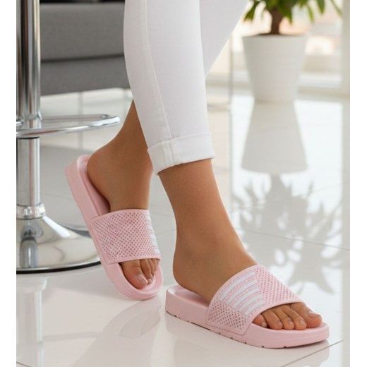Klapki damskie na basen wodoodporne różowe ażurowe /G6-1 18641 T187/ ze sklepu Pantofelek24.pl w kategorii Klapki damskie - zdjęcie 188066201