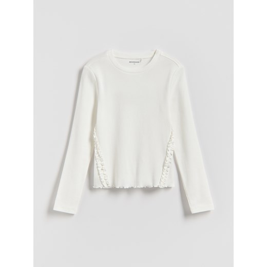 Reserved - Bluzka z falbanką - złamana biel ze sklepu Reserved w kategorii Bluzki dziewczęce - zdjęcie 188066682