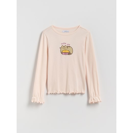 Reserved - Koszulka z aplikacją Pusheen - pastelowy róż ze sklepu Reserved w kategorii Bluzki dziewczęce - zdjęcie 188066700