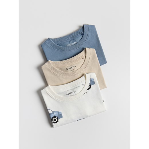 Reserved - Bawełniany t-shirt 3 pack - złamana biel ze sklepu Reserved w kategorii T-shirty chłopięce - zdjęcie 188066724