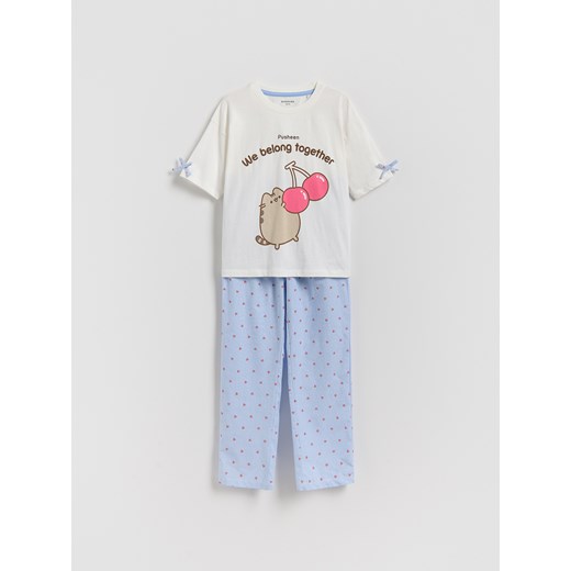 Reserved - Dwuczęściowa piżama Pusheen - złamana biel ze sklepu Reserved w kategorii Piżamy dziecięce - zdjęcie 188066843