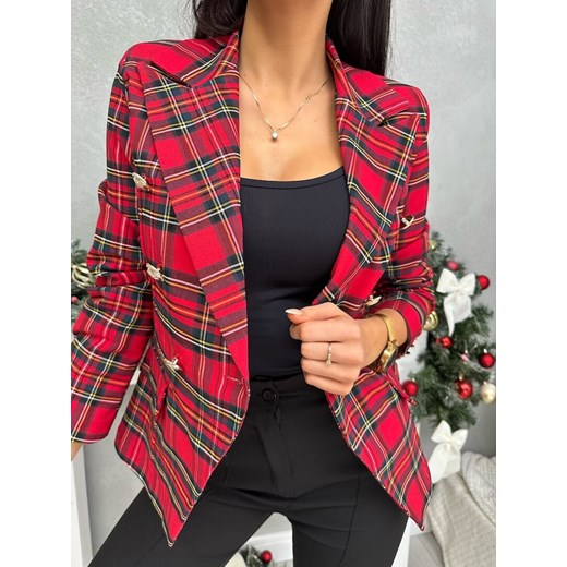 Czerwona Marynarka w Kratę Modnakiecka.pl 44 ModnaKiecka.pl