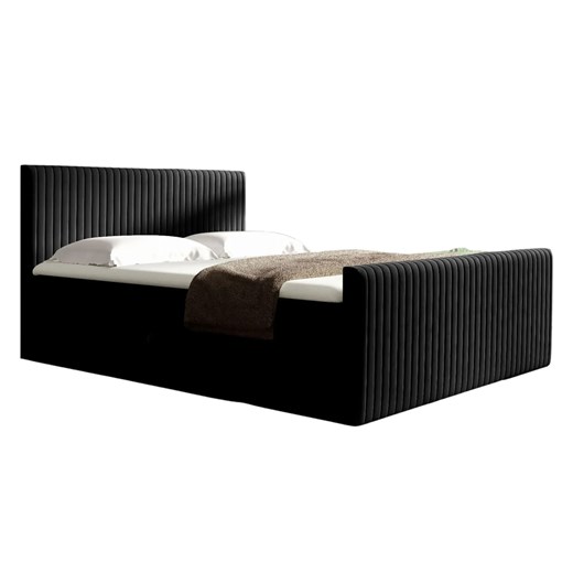 Czarne łóżko kontynentalne z pikowanym zagłówkiem 5 rozmiarów S8-A86 ze sklepu Edinos.pl w kategorii Łóżka i materace - zdjęcie 188081913