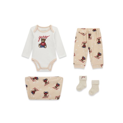 Guess Komplet bluza, body i spodnie dresowe H6RW02 KA6W4 Beżowy Regular Fit ze sklepu MODIVO w kategorii Komplety niemowlęce - zdjęcie 188083452