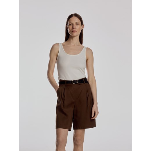 Reserved - Szorty bermudy z lyocellu - brązowy ze sklepu Reserved w kategorii Szorty - zdjęcie 188087804