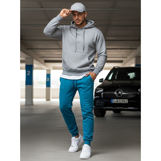 Spodnie męskie dresowe turkusowe Dstreet UX3428 ze sklepu DSTREET.PL w kategorii Spodnie męskie - zdjęcie 188088102