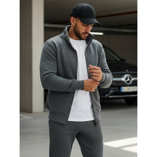 Bluza męska rozpinana bez kaptura antracytowa BX4111 ze sklepu DSTREET.PL w kategorii Bluzy męskie - zdjęcie 188088122