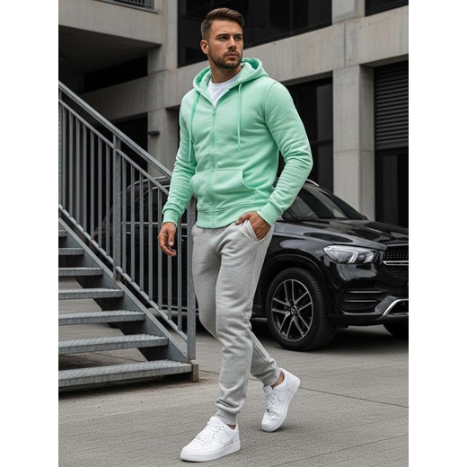 Bluza męska z kapturem miętowa Dstreet BX5231 ze sklepu DSTREET.PL w kategorii Bluzy męskie - zdjęcie 188088161