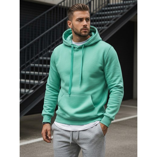 Bluza męska z kapturem miętowa Dstreet BX4946 ze sklepu DSTREET.PL w kategorii Bluzy męskie - zdjęcie 188088202