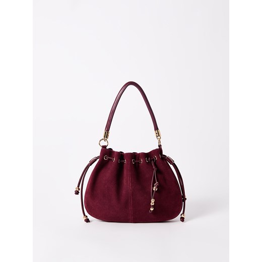 Mohito - Zamszowa torebka worek - mahoń ze sklepu Mohito w kategorii Torebki worki - zdjęcie 188089551