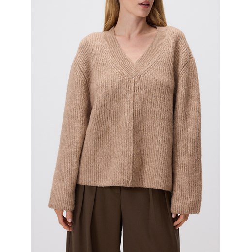 Reserved - Sweter oversize - brązowy ze sklepu Reserved w kategorii Swetry damskie - zdjęcie 188090372
