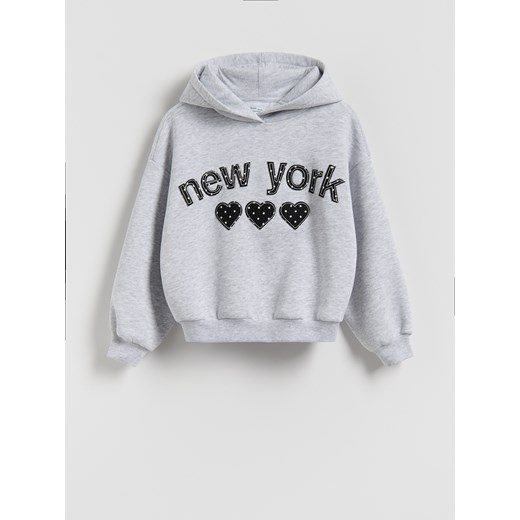 Reserved - Bluza z apikacją - jasnoszary ze sklepu Reserved w kategorii Bluzy dziewczęce - zdjęcie 188093281
