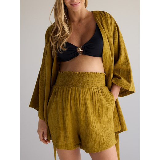 Reserved - Muślinowe szorty - oliwkowy ze sklepu Reserved w kategorii Szorty - zdjęcie 188093383