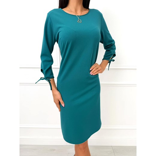 Turkusowa Klasyczna Sukienka Modnakiecka.pl 42 ModnaKiecka.pl