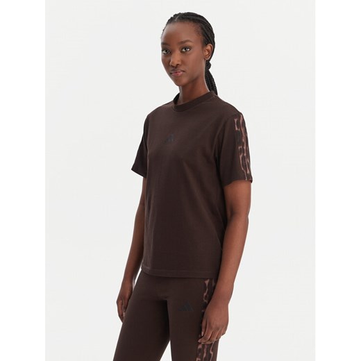 adidas T-Shirt Seasonal Essentials Leopard Print KE8830 Brązowy Regular Fit ze sklepu MODIVO w kategorii Bluzki damskie - zdjęcie 188098444