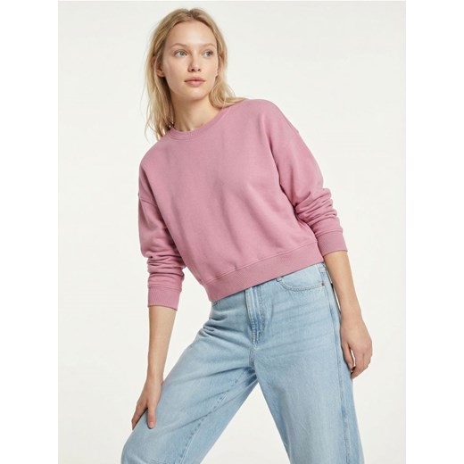 Sinsay - Krótka bluza crewneck - różowy ze sklepu Sinsay w kategorii Bluzy damskie - zdjęcie 188104794
