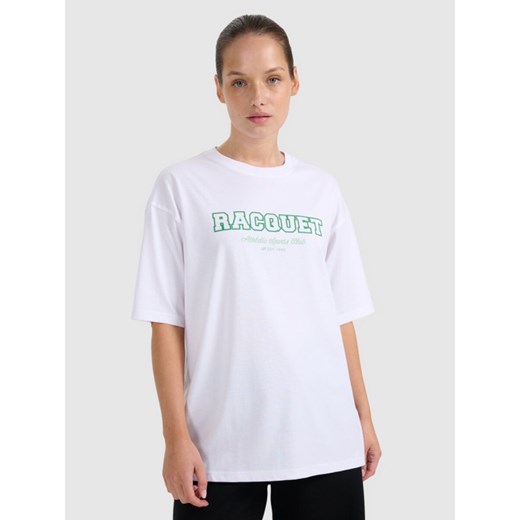 Damski t-shirt z nadrukiem 4F 4FRAW25TTSHF3158 - biały ze sklepu Sportstylestory.com w kategorii Bluzki damskie - zdjęcie 188116611