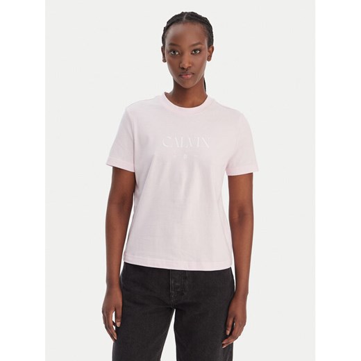 Calvin Klein Jeans T-Shirt Cktail Concept LV047E813G Różowy Regular Fit ze sklepu MODIVO w kategorii Bluzki damskie - zdjęcie 188118462