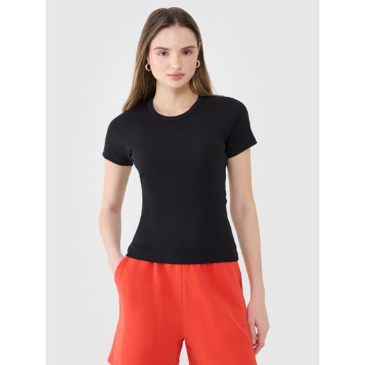 Damski t-shirt basic 4F 4FWSS25TTSHF1968 - czarny ze sklepu Sportstylestory.com w kategorii Bluzki damskie - zdjęcie 188136151