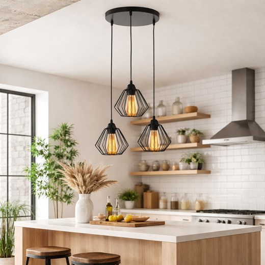 3-płomienna czarna lampa wisząca druciana LAVIS LOFT ze sklepu Lysne w kategorii Lampy wiszące - zdjęcie 188140380