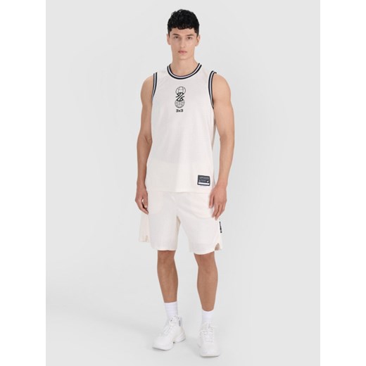 Męskie spodenki do koszykówki 4F 4FRSS25TFSHM1230 - białe ze sklepu Sportstylestory.com w kategorii Spodenki męskie - zdjęcie 188141034
